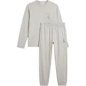 Calvin Klein Underwear Pitkä pyjama kuninkaallisen sininen / meleerattu harmaa / valkoinen