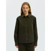 Selected Slwruna Ls Regular Cord Shirt Noos - Green - 38