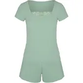 Hunkemoller Pj Ss Short Rib Lace - Green - L