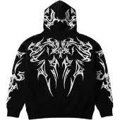 Kleidermafia Collegepaita 'Oversize Mafia Tribal Hoodie - Black' musta