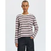 Selected Slwessential Ls Striped Boxy Tee Noos - Pink - L