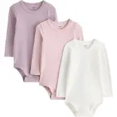Lindex 3-Pack Bodysuits - Purple - 86