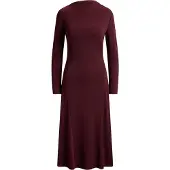 Ralph Lauren Asymmetrical Stretch Jersey Midi Dress - Burgundy - 38