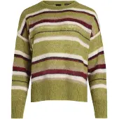 BOSS for woman. 50567041 Oversized alpaca-blend knit sweater with green stripes (M), Casual, Cotton, Classic