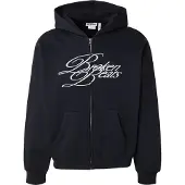 Weekday Loose Graphic Zip Hoodie - Navy - XS