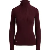 Ralph Lauren Cotton-Blend Ribbed Turtleneck - Burgundy - L