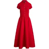 Ralph Lauren Hybrid Mesh Polo-Bodice Dress - Red - XS