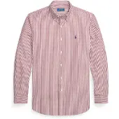 Ralph Lauren Custom Fit Striped Stretch Poplin Shirt - Burgundy - XS