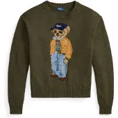 Ralph Lauren for woman. 211B17762001 Green Polo Bear cotton sweater (L), Casual, Long sleeve