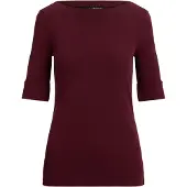 Ralph Lauren Stretch Cotton Boatneck Tee - Burgundy - M