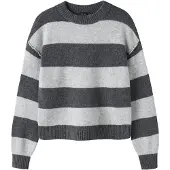 LMTD Nlfbynthe Stripe Ls Short Knit Noos - Grey - 158-164