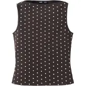 Mango Fitted Polka Dot Top - Brown - XL
