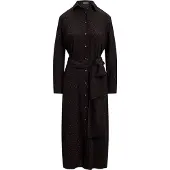 Ralph Lauren Printed Crepe Tie-Waist Shirtdress - Black - 36
