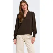 ONLY Onlmette V-Neck Ls Smock Top Noos Wvn - Brown - L