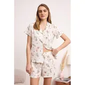Trendyol Pyjamashortsit vaaleansininen / vaaleanruskea / roosa / offwhite