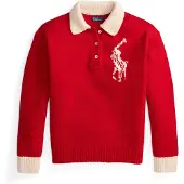 Ralph Lauren Big Pony Wool Rugby Sweater - Red - XS