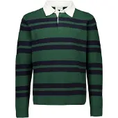 Lindbergh Knitted Striped L/S Rugby Shirt - Green - S