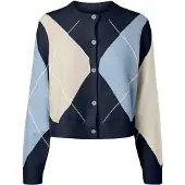 Pieces Neuletakki 'PCSALLY' beige / laivastonsininen / vaaleansininen / valkoinen