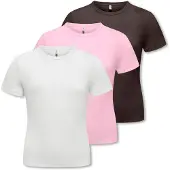 ONLY Koglucky S/S O Neck Top Jrs 3-Pack - Pink - 122-128