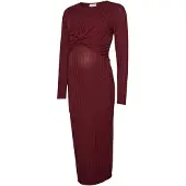 Mamalicious Mllucy June Ls Jrs Midi Dress 2F - Burgundy - M