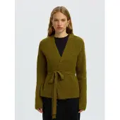 Selected Slfgabriella Ls Knit Belt Cardigan - Khaki green - S