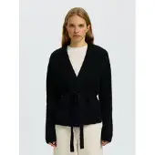 Selected Slfgabriella Ls Knit Belt Cardigan - Black - L