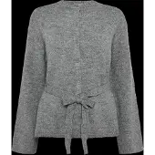 Gina Tricot Knitted Tie Cardigan - Grey - XL