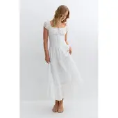 Gina Tricot Smock Dress - White - S