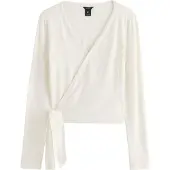 Lindex Long-Sleeved Wrap Top - Cream - XL