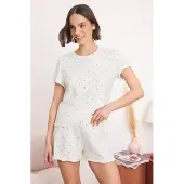 Trendyol Pyjamashortsit laivastonsininen / valkoinen