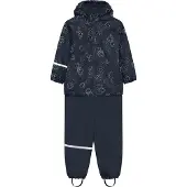 CeLaVi Rainwear Set - Aop, W. Fleece - Navy - 100