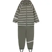 CeLaVi Rainwear Set - Aop, W. Fleece - Khaki green - 100