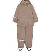CeLaVi Rainwear Set - Aop, W. Fleece - Brown - 110