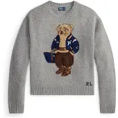 Ralph Lauren for woman. 211B17771002 Gray wool and cashmere sweater with Polo Bear (XS), Casual, Grey, Long sleeve