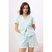 Trendyol Pyjamashortsit pastellinsininen / vihreä / vanha roosa