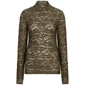 Dante 6 -Irony Lace Turtle Neck Top - Khaki green - S
