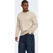 Only & Sons Onsloui Ls Structure Crew Reg Noos - Cream - XL