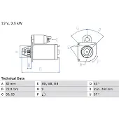 Bosch Starttimoottori, käynnistin 0 986 023 120