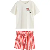 Next Pyjamashortsit kerma / pastellinpinkki / punainen / musta