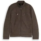 Tom Tailor Faux Velour Touch Leather Jacket - Brown - XXL