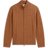 Tommy Hilfiger Lambswool Cable Zip Through - Brown - XXL