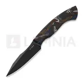 Kizer Cutlery Hissbite 1109A1, Black CPM 3V, Damascus Pattern G10, fixed knife, Boris Bairov design