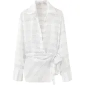 Mango Bow Check Shirt - Beige - L
