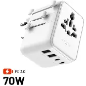 FIXED Matkalaturi USB-C/-A 70W EU/UK/USA/AUS