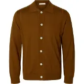 Selected Slmtray Ls Merino Struc Polo Cardigan - Brown - M