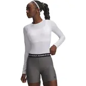 Under Armour Women's HeatGear Compression Long Sleeve White/Black Kerrasto yläosat M