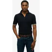 Superdry for man. M1110441A Navy Texture Polo (L), Casual, Cotton, Short sleeve