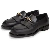Tommy Hilfiger Th Chain Fringe Leather Loafer - Black - 42
