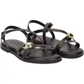 Wonders for woman. AB-1823_941_5792 Musa 23 Black Leather Sandals (37), Flat, Buckle, Casual