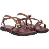 Wonders for woman. AB-1823_941_1367 Musa 23 Burgundy Leather Sandals (40), Flat, Buckle, Casual, Maroon